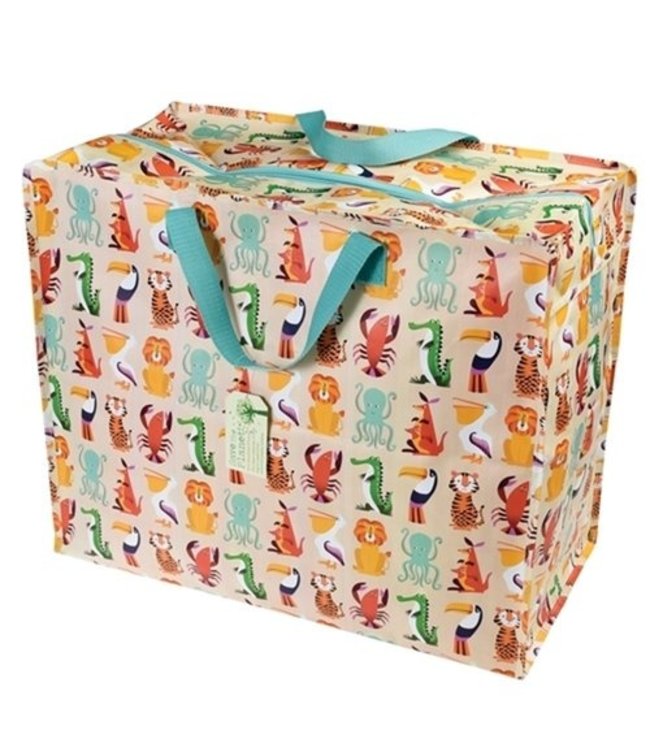 Big storage bag recycled plastic 55cm beige - Colourful Creatures