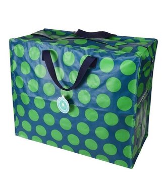 Rex London Grote opbergtas XL Blauw - groene stippen gerecycled plastic 55cm