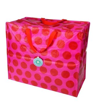 Rex London Big storage bag recycled plastic 55cm - Fuchsia with red spots