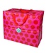 Big storage bag recycled plastic 55cm - pink with red spots