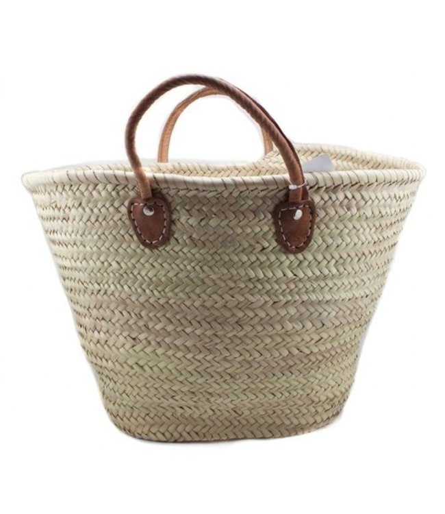 Shopper palmblad met kort leren hengsels 35x50 cm