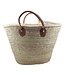 Shopper palmblad met kort leren hengsels 35x50 cm