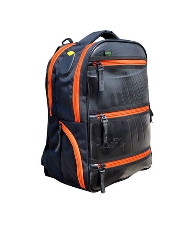 Rubber backpack H45xB33cm with orange zippers
