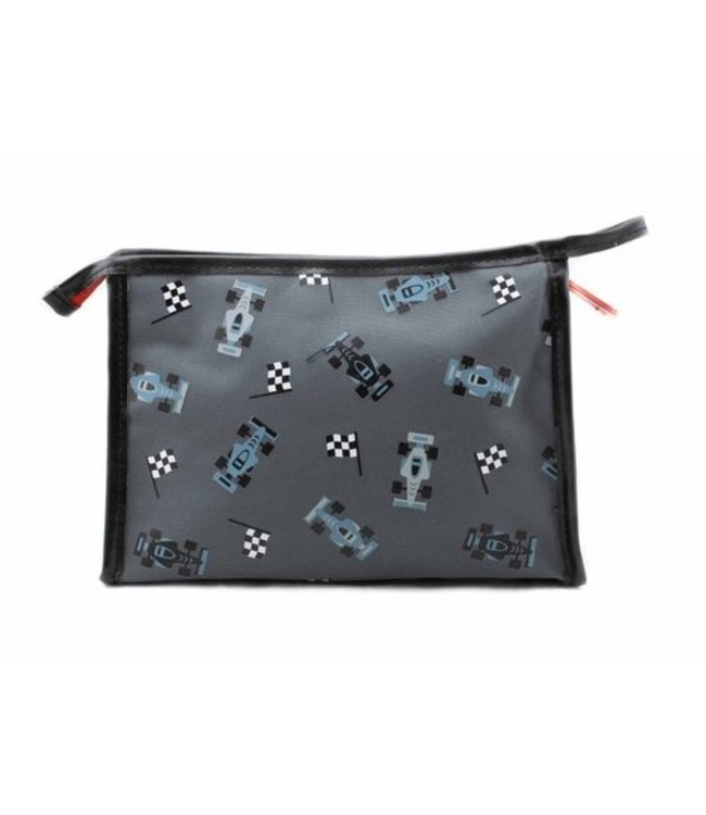 Toiletry bag with race cars