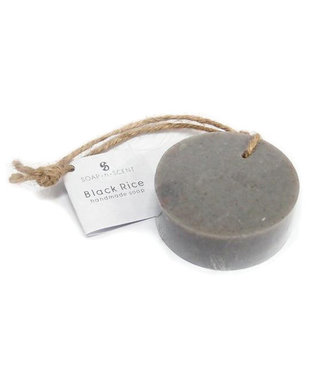 Soap-n-Scent Black Rice soap on a rope round