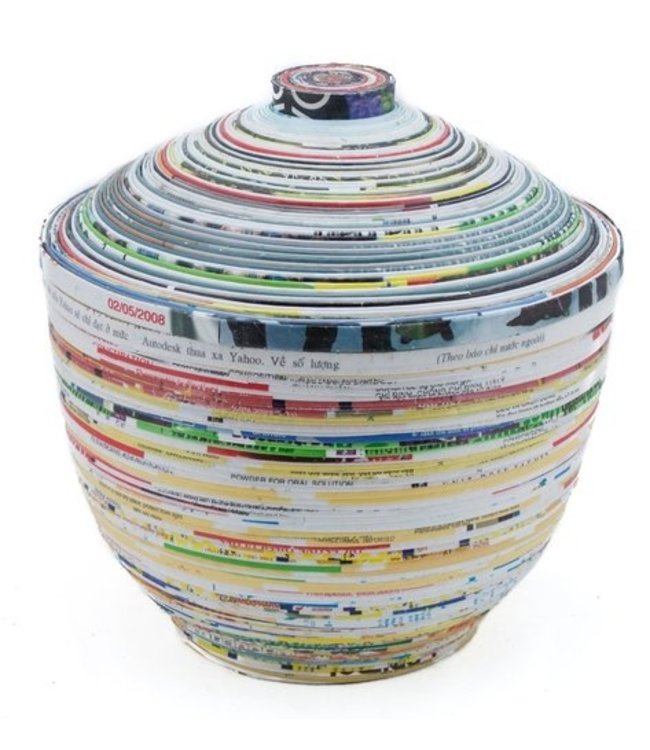 Recycled paper bowl with lid - large