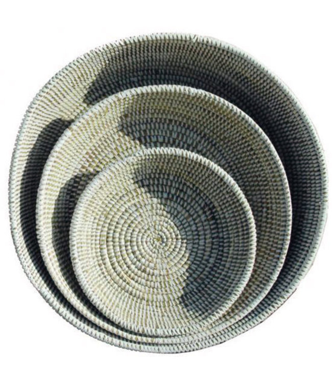 Set van 3 rieten schalen wit D20, D26 en D32 cm