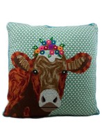 Only Natural Pillow Square Cow retro design green