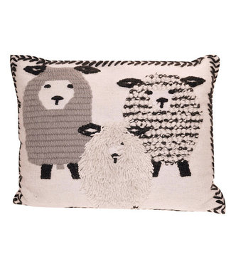 Only Natural Cushion with 3 sheep 50x70 cm ecru-black