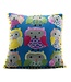 Only Natural Cushion blue with embroidered owls cotton 45x45cm