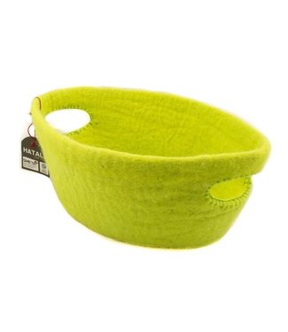 Felt basket oval bright green Small - H13xL30xB20cm