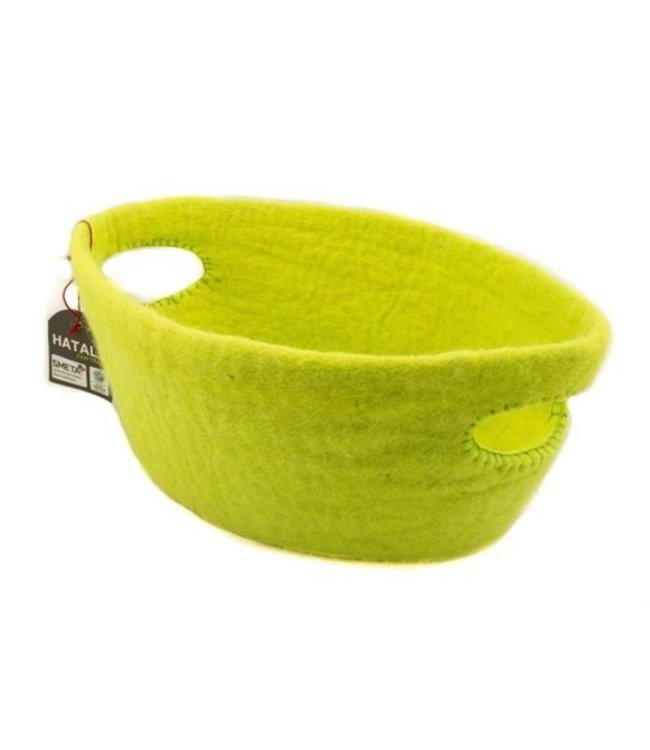 Felt basket oval bright green Large - H18xL40xB25cm