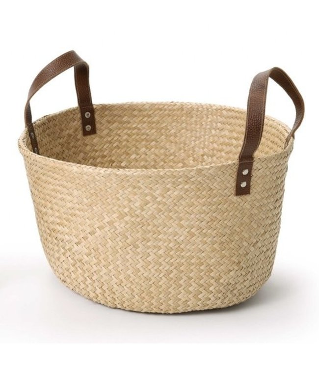 Bag or basket of seagrass with leather H30xD40cm