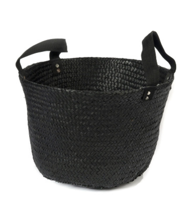 Black bag or basket of seagrass with handles H30xD40cm