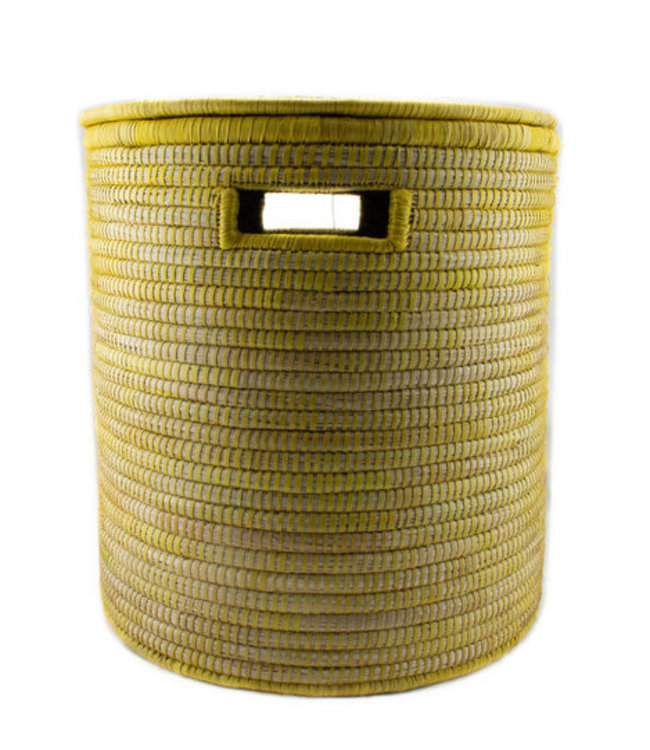 Palmleave basket with lid Yellow H45xD40cm - medium