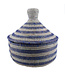 Straw tajine - storage basket with lid dark blue-white