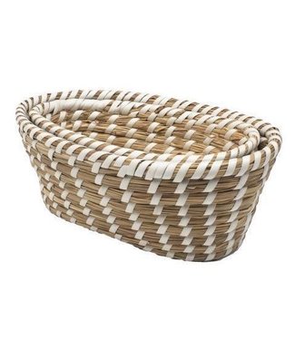 Rocaflor Set of 2 palmleave baskets oval white