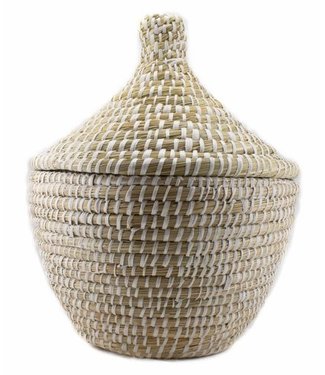 Yoshiko Tahine basket seagrass with lid Fez L - D33xH46cm