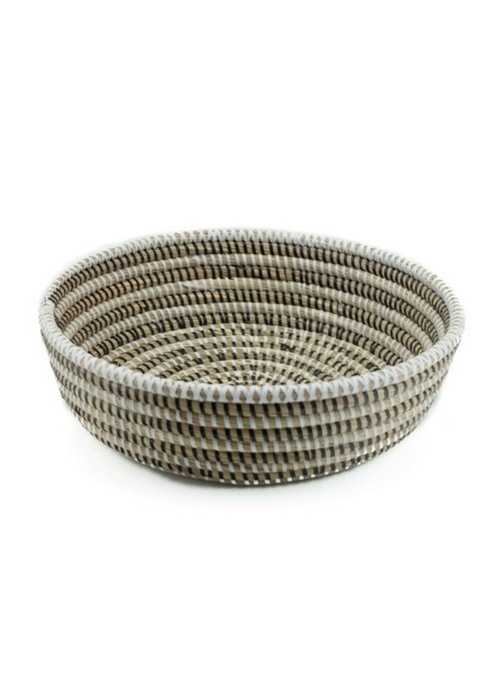 Baskets, Beads & Basics Rieten schaal zwart wit multi D30x8cm