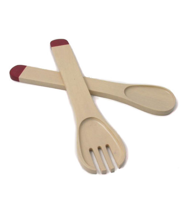 Salade set wood white/red