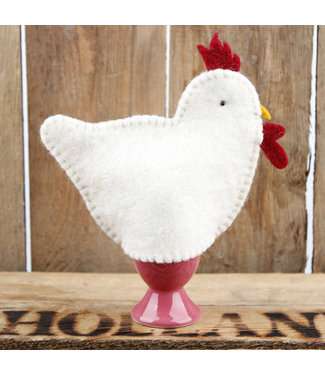 SjaalmetVerhaal Felt eggwarmer Chicken - white