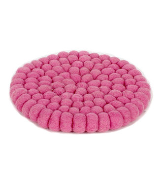 SjaalmetVerhaal Felt coaster round pink - D 20 cm