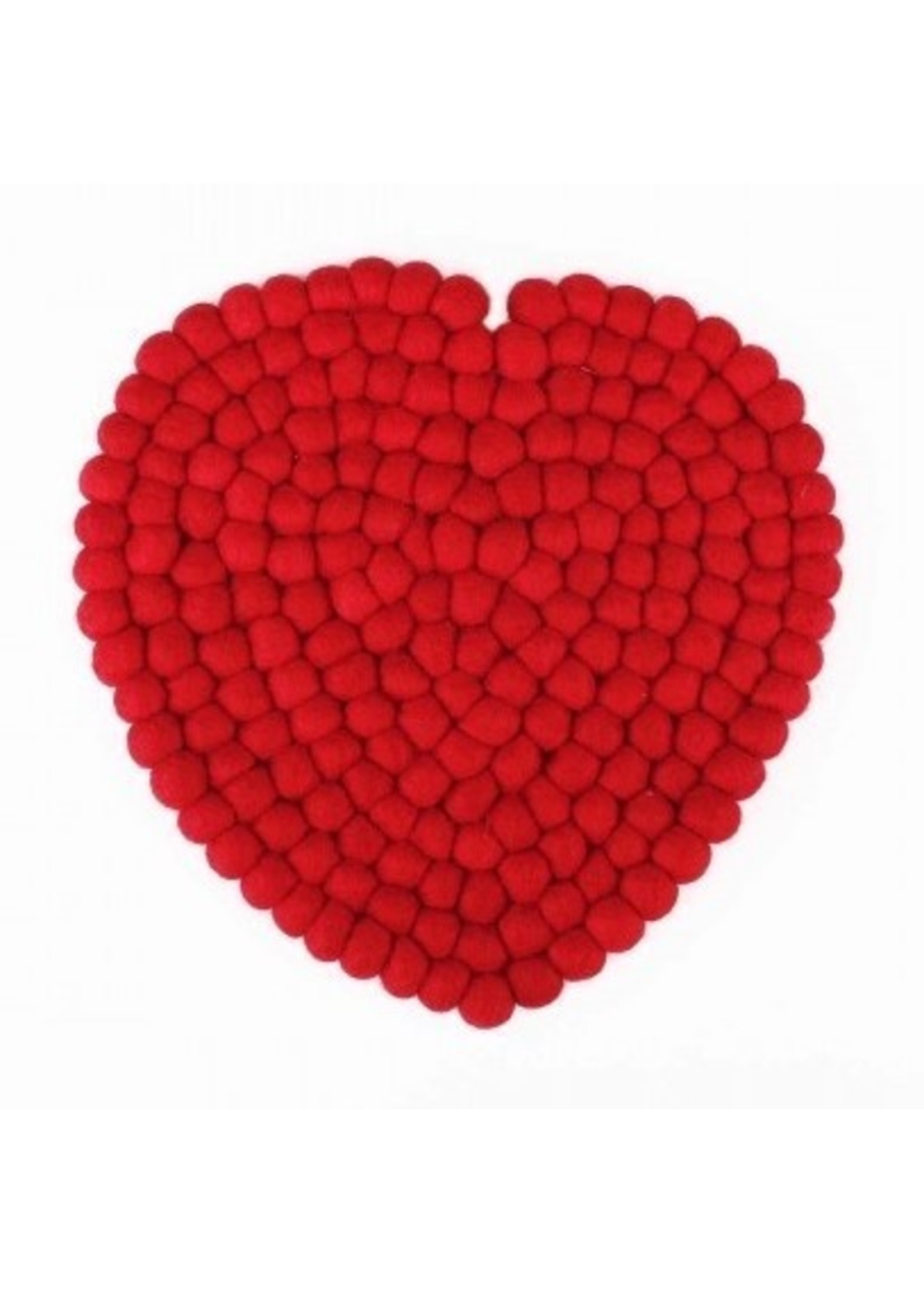 Sjaal met Verhaal Vilten onderzetter hartvormig rood D20cm