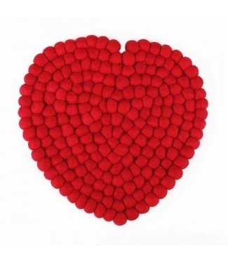 SjaalmetVerhaal Felt coaster red heart D20 cm