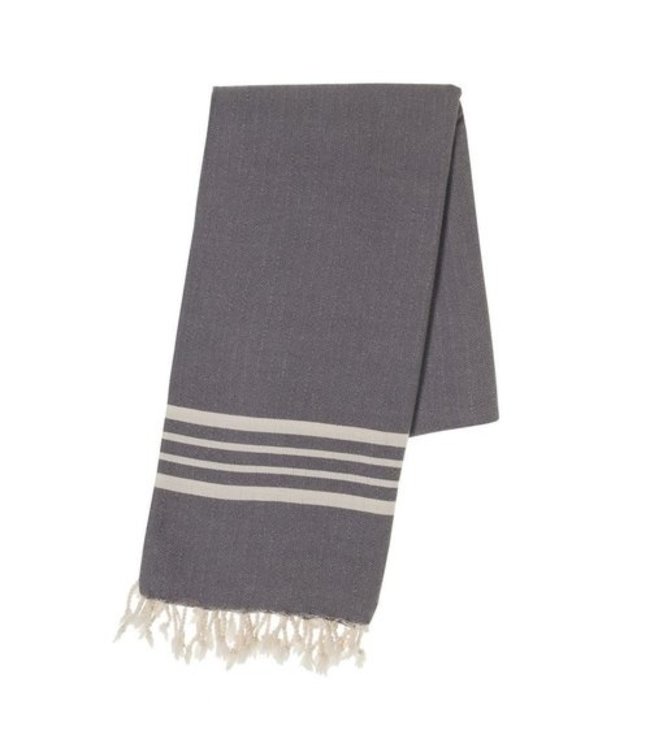 Hammam towel 4 stripes dark grey 180 x 100 cm