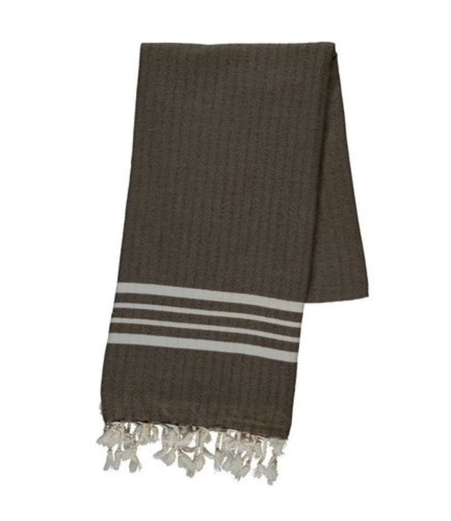 Hammam towel brown 4 stripes 180 x 100 cm