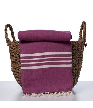 Lalay Hamamdoek/ plaid 220x140cm violet 2 x 4 strepen