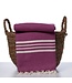 Hamamdoek/ plaid 220x140cm violet 2 x 4 strepen