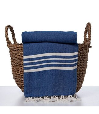 Lalay Hammam towel 2 persons royal blue 2x4 stripes