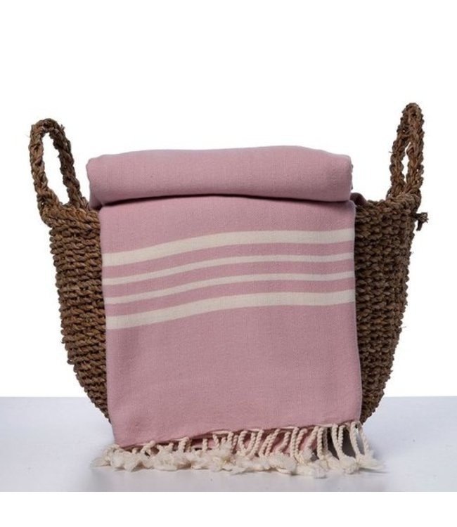 Hammam towel XL 220x160 cm pink with 2x4 stripes