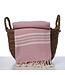 Hammam towel XL 220x160 cm pink with 2x4 stripes