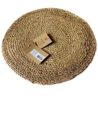 Only Natural Placemat rond jute met goudkleurige rand
