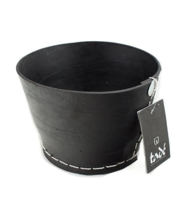 Basket black recycled rubber D18 x H12,5cm