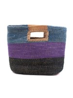 Jute bag blue purple with leather
