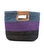 Jute bag blue purple with leather