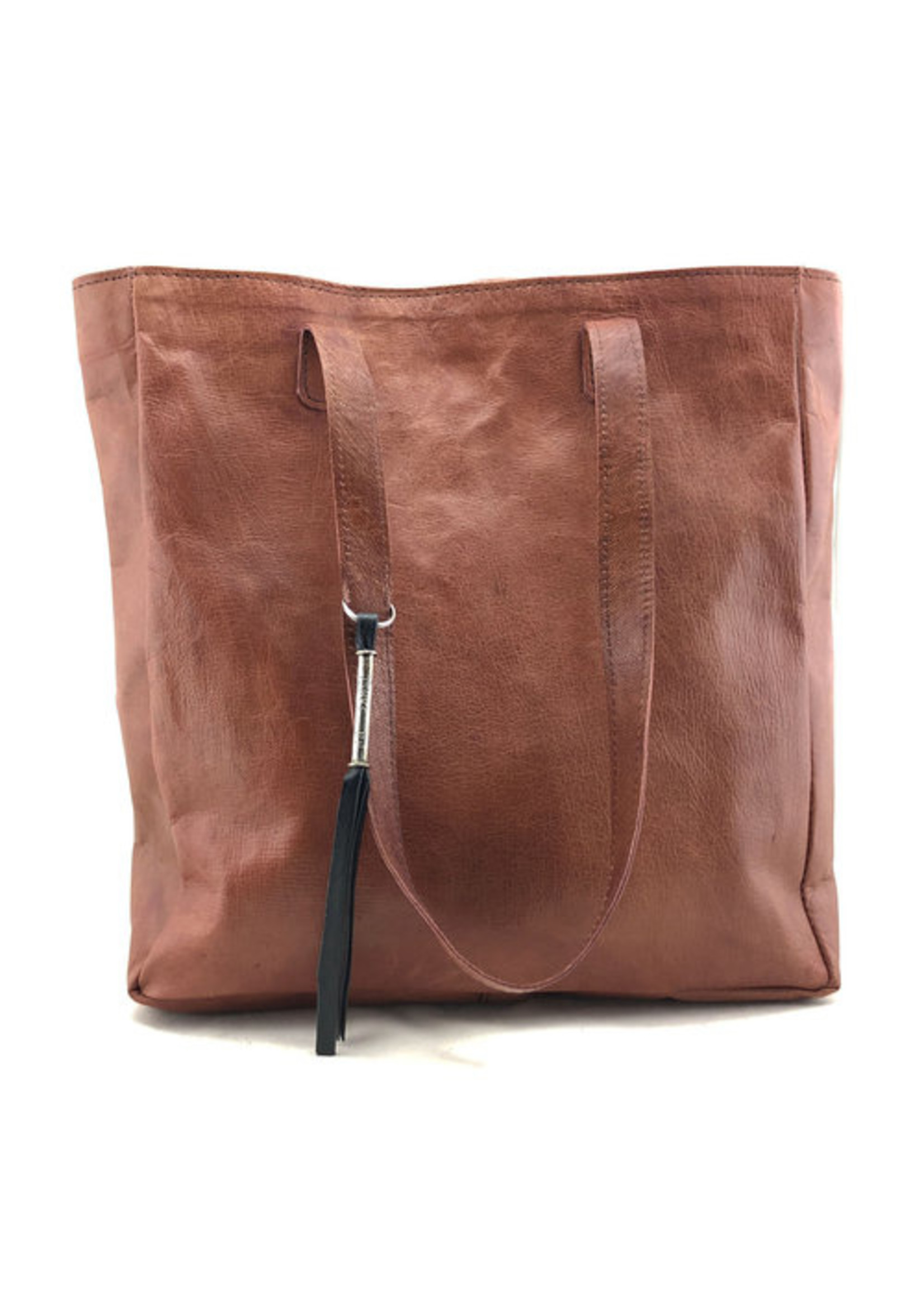Tahoua Leather bag brown H35xB30xD5 cm