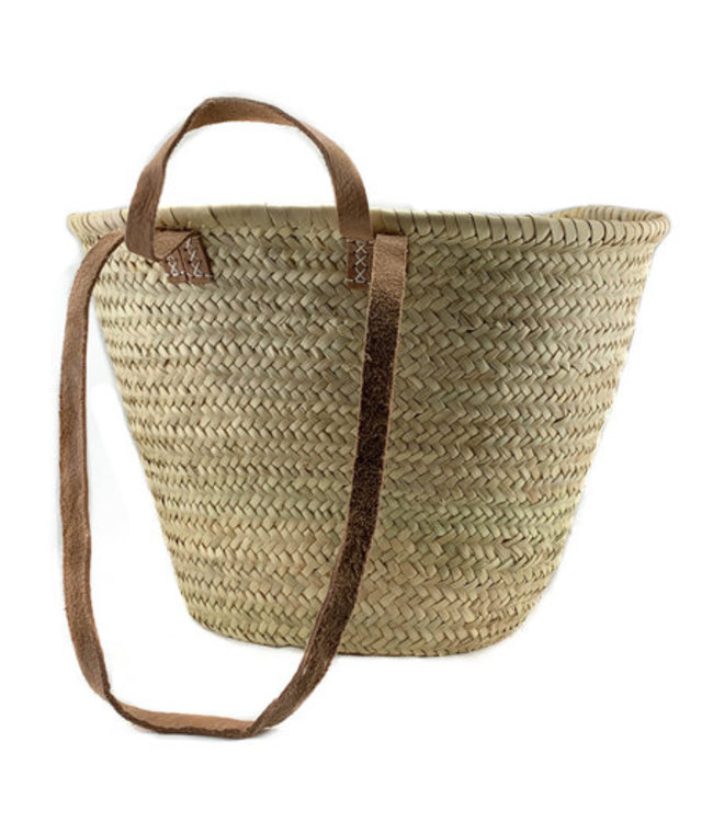 Shopper palmblad 50x35 met kort en lang leren hengsels