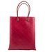 Palmbald shopper met leren handvaten rood