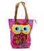 Beach bag cotton Owl fuchsia