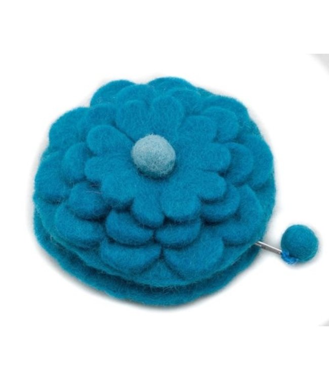 Felt wallet flower Turquoise - 10 cm