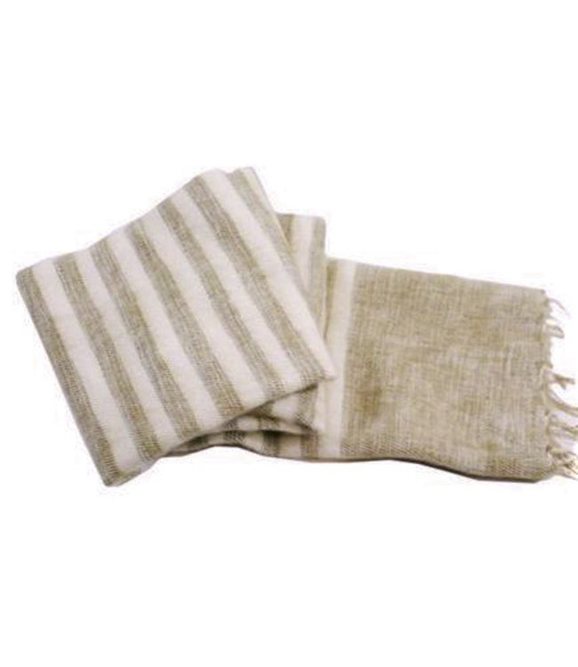 Shawl beige white acryl cotton 70x180 cm