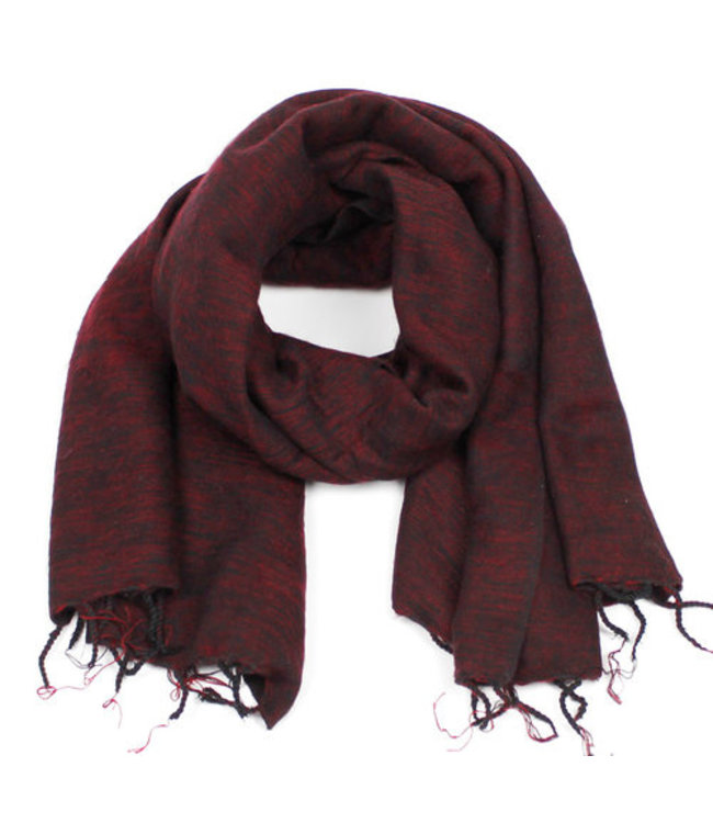 Sjaal katoen+acryl (wol-look) 180x80 cm bordeaux rood