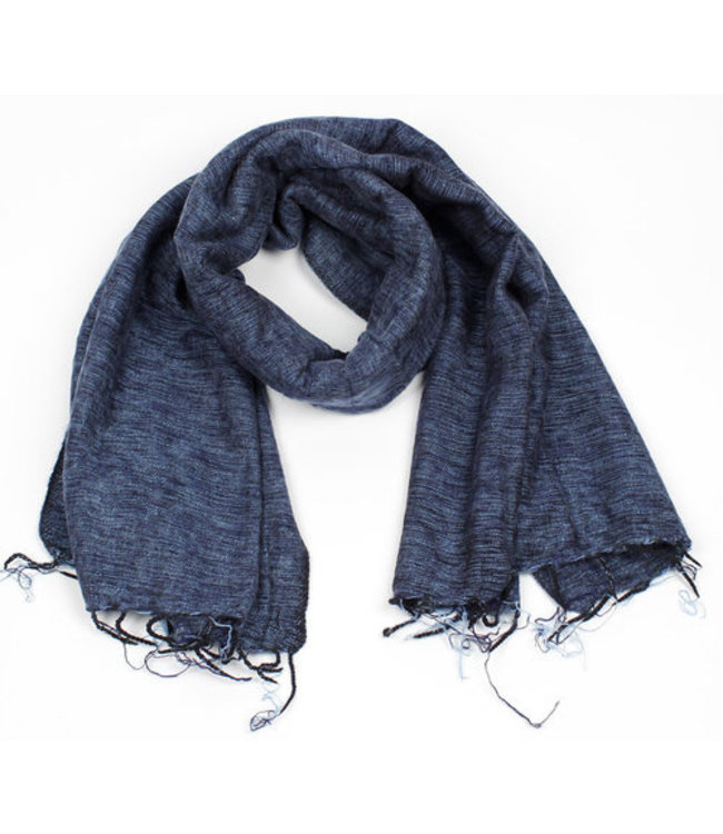 Sjaal katoen+acryl (wol-look) 180x80 cm denimblauw