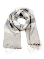 Sjaal met Verhaal Sjaal katoen+acryl (wol-look) 180x80 cm crème-grijs-ecru