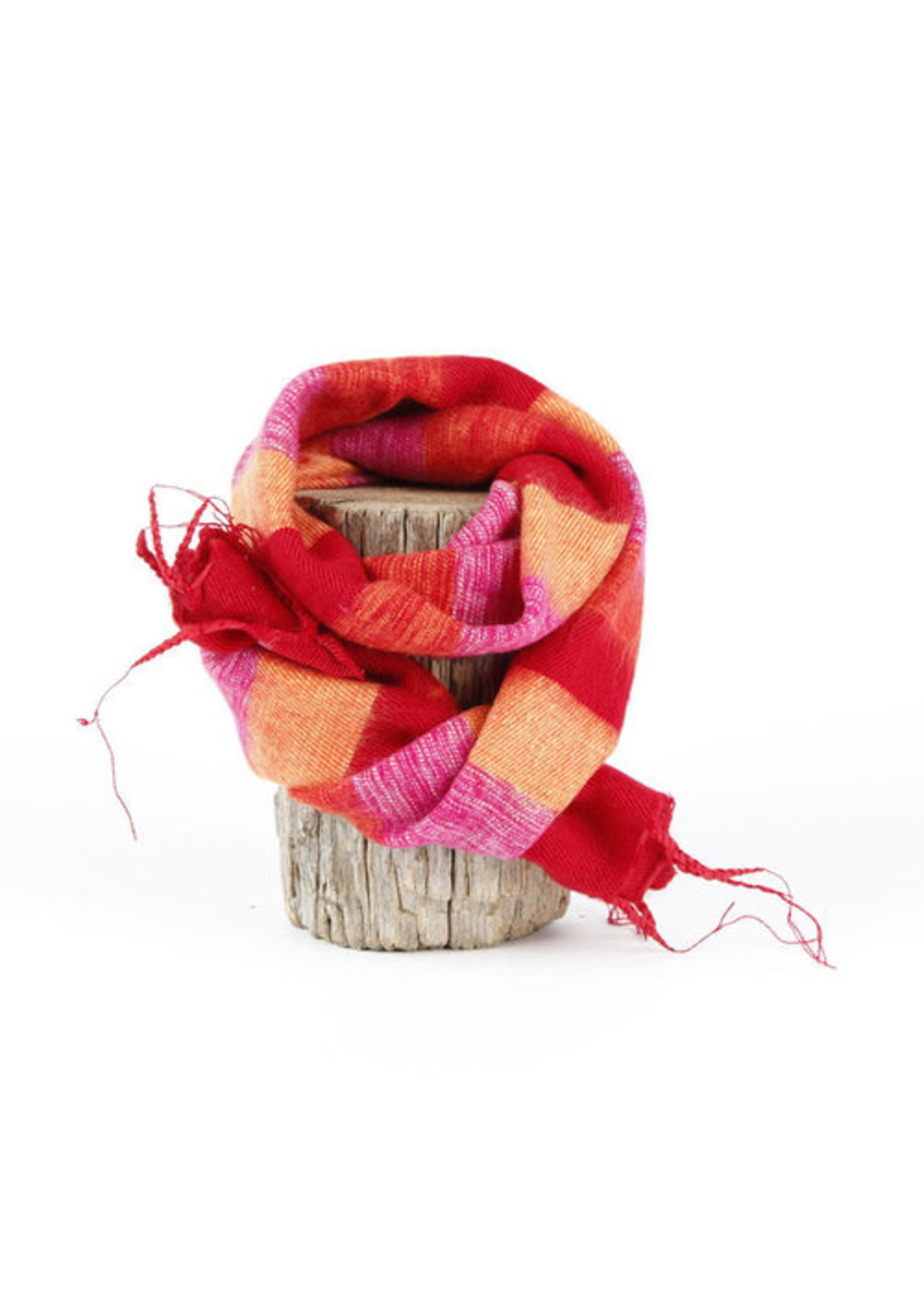 Sjaal met Verhaal Sjaal 140x30 cm wol-look rood-oranje-roze