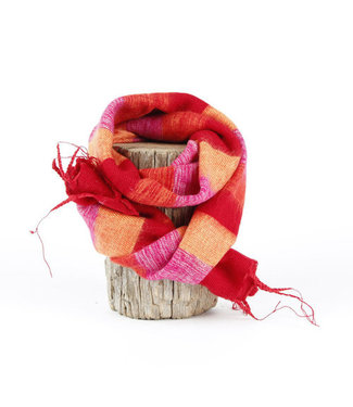 SjaalmetVerhaal Sjaal 140x30 cm wol-look rood-oranje-roze